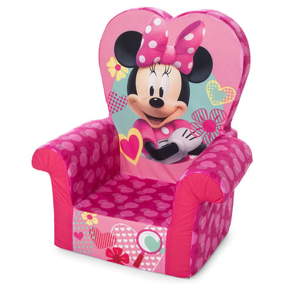 Marshmallow Furniture Comfy Foam Toddler Kids High Back Chair, Pink Minnie Mouse