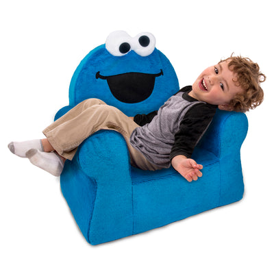 Marshmallow Furniture Deluxe Comfortable Foam Toddler Kids Chair, Cookie Monster