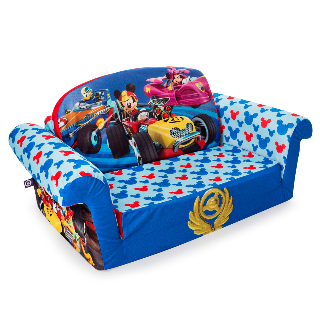 Marshmallow Furniture 2-in-1 Couch Bed, Disney Mickey Mouse Roadsters (Open Box) - VMInnovations