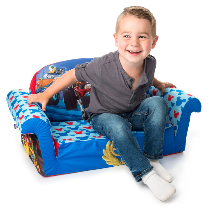 Marshmallow Furniture 2-in-1 Couch Bed, Disney Mickey Mouse Roadsters (Open Box) - VMInnovations