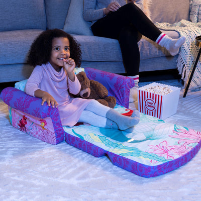 Marshmallow Furniture 2-in-1 Flip Couch Bed Furniture, The Little Mermaid (Used)