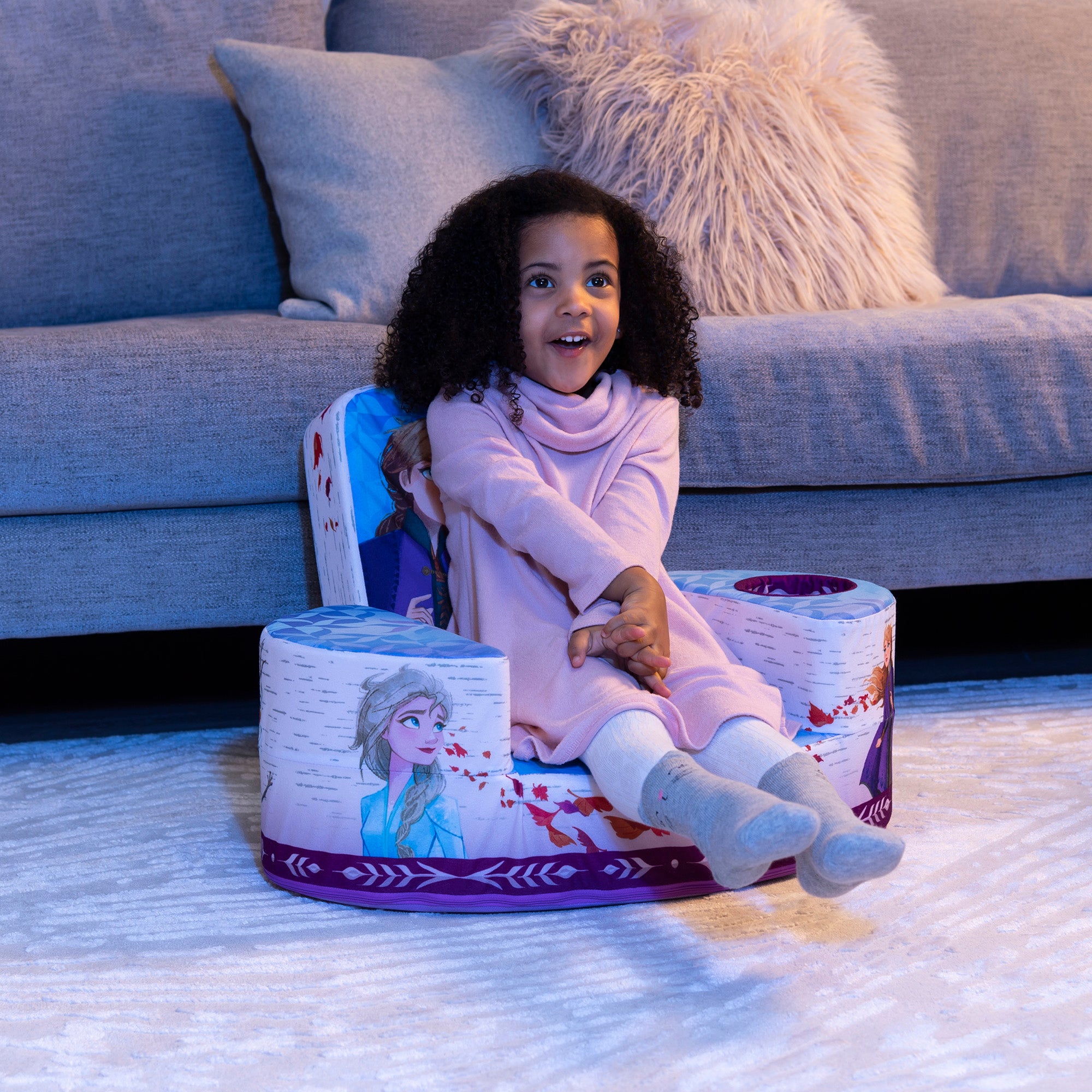 Marshmallow Furniture Comfy Foam Toddler Couch & Chair Package, Disney Frozen 2