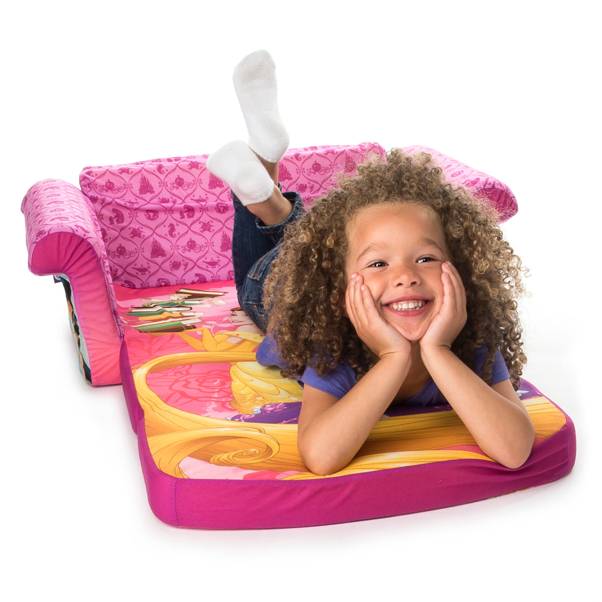 Marshmallow Furniture 2-in-1 Flip Open Couch Bed Furniture, Disney Princesses