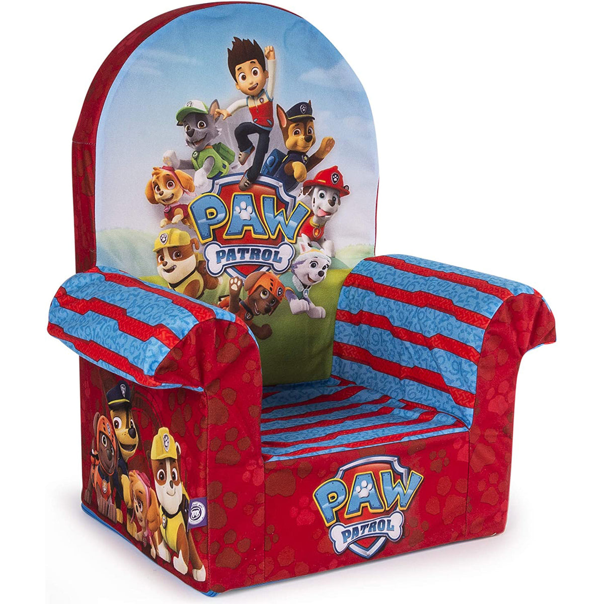 Marshmallow Furniture Comfortable Foam Toddler Kid's High Back Chair, Paw Patrol