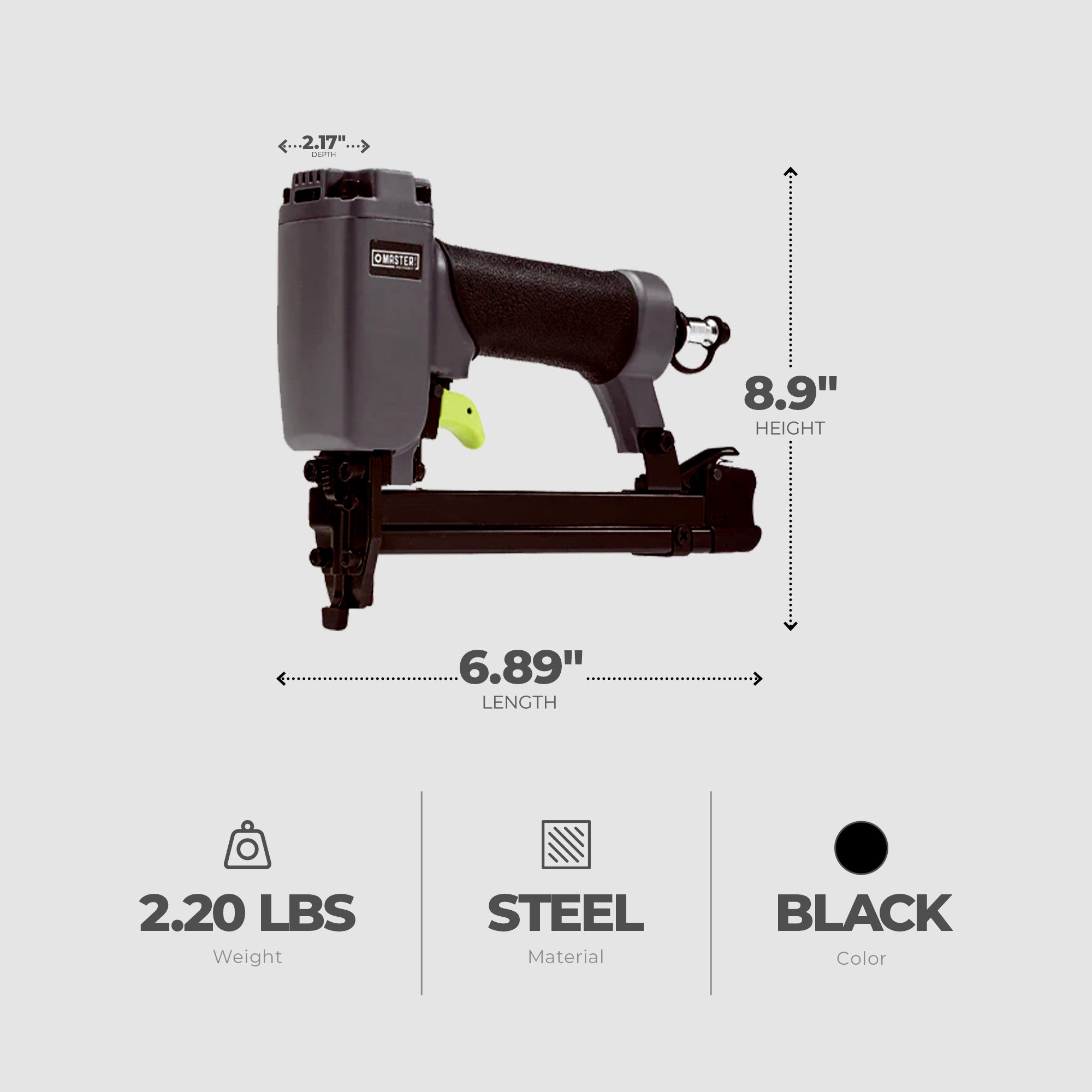 Master Mechanic 20 G Pneumatic Upholstery Stapler Holds 100 Fasteners (Open Box) - VMInnovations