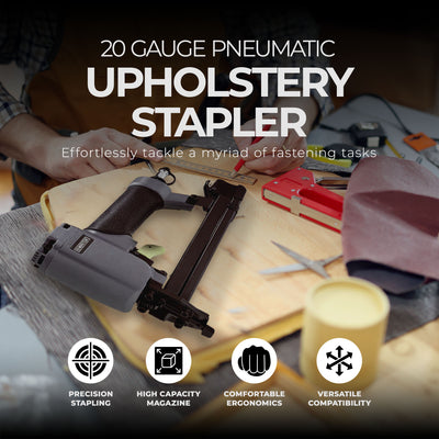 Master Mechanic 20 Gauge Pneumatic Upholstery Stapler Holds Up to 100 Fasteners - VMInnovations