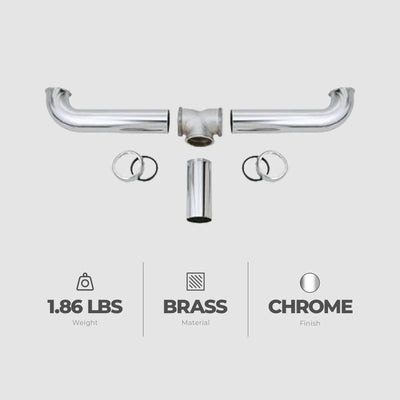 Master Plumber 2 Bowl Center Outlet Drain with Chrome Plated Brass for Sinks - VMInnovations