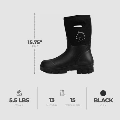 Master Rancher Heavy Duty Work Farm Boots Unisex Men's 13 Women's 15, Black - VMInnovations