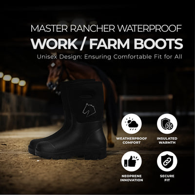 Master Rancher Waterproof Work Farm Boots Unisex Men's 12 Women's 14 (Open Box) - VMInnovations