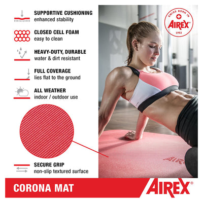 AIREX Corona Closed Cell Foam Fitness Mat for Yoga, Pilates, & Gym Use, Green