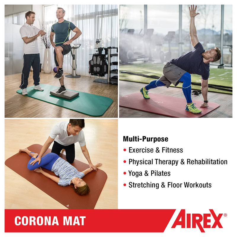 AIREX Corona Closed Cell Foam Fitness Mat for Yoga, Pilates, & Gym Use, Green