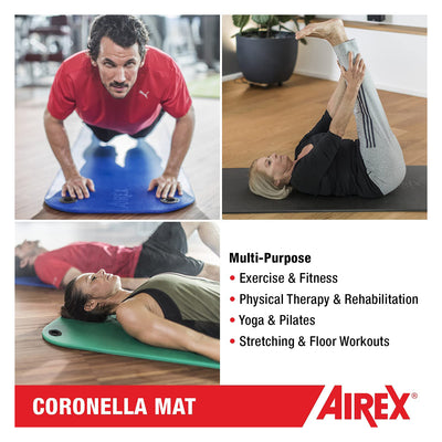 AIREX Coronella Closed Cell Foam Fitness Mat With Grommets for Yoga & More, Blue