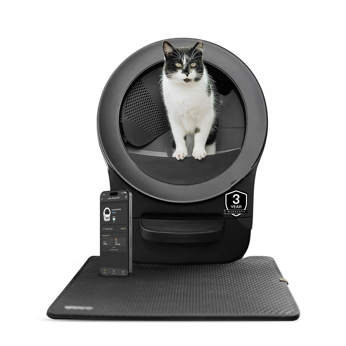 Whisker Litter-Robot EVO, Black - Automatic Self-Cleaning Cat Litter Box - VMInnovations