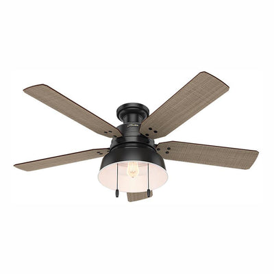 Hunter Mill Valley 52" Quiet Indoor/Outdoor Ceiling Fan w/ LED Light Kit, Black