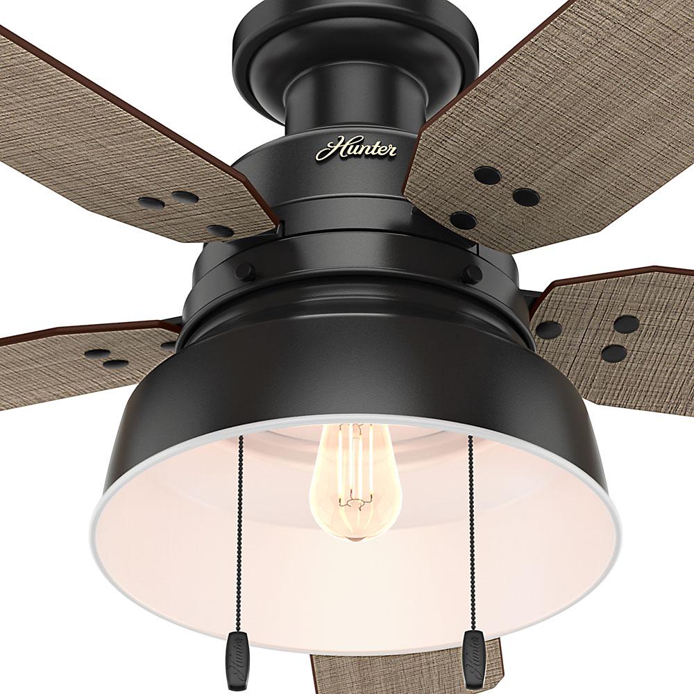 Hunter Mill Valley 52" Quiet Indoor/Outdoor Ceiling Fan w/ LED Light Kit, Black
