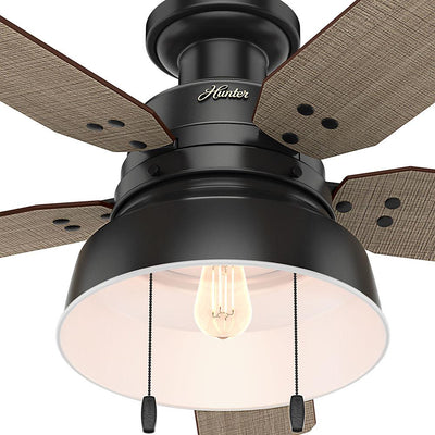 Hunter Mill Valley 52" Quiet Indoor/Outdoor Ceiling Fan w/ LED Light Kit, Black