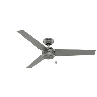 Hunter Cassius 52" Indoor & Outdoor Ceiling Fan with Pull Chain, Matte Silver