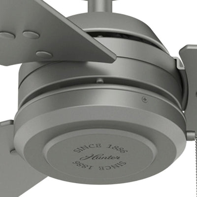Hunter Cassius 52" Indoor & Outdoor Ceiling Fan with Pull Chain, Matte Silver