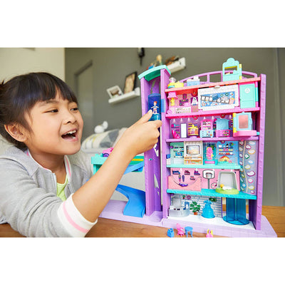 Polly Pocket Pollyville Mega Mall Play Doll Toy Set with Elevator, Multicolor