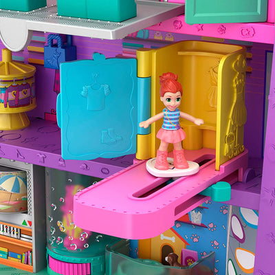 Polly Pocket Pollyville Mega Mall Play Doll Toy Set with Elevator, Multicolor