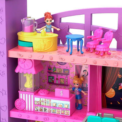 Polly Pocket Pollyville Mega Mall Play Doll Toy Set with Elevator, Multicolor