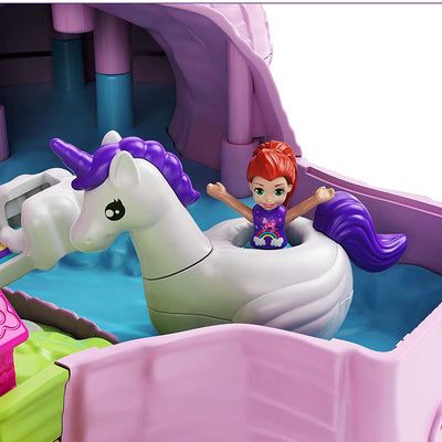 Polly Pocket Unicorn Party Playset House with 25 Surprise Trinkets and 2 Dolls