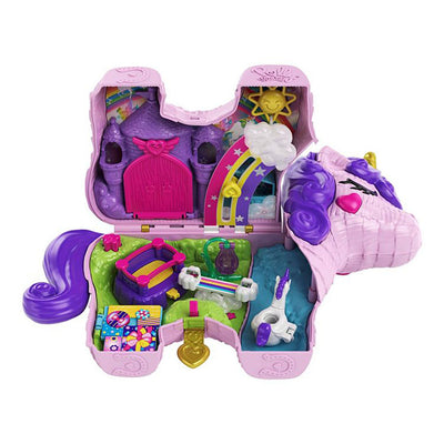 Polly Pocket Unicorn Party Playset House with 25 Surprise Trinkets and 2 Dolls