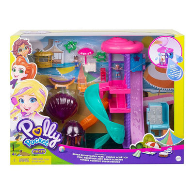 Polly Pocket Pollyville Super Slidin' Water Park with Micro Polly and Lila Dolls
