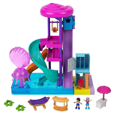 Polly Pocket Pollyville Super Slidin' Water Park with Micro Polly and Lila Dolls