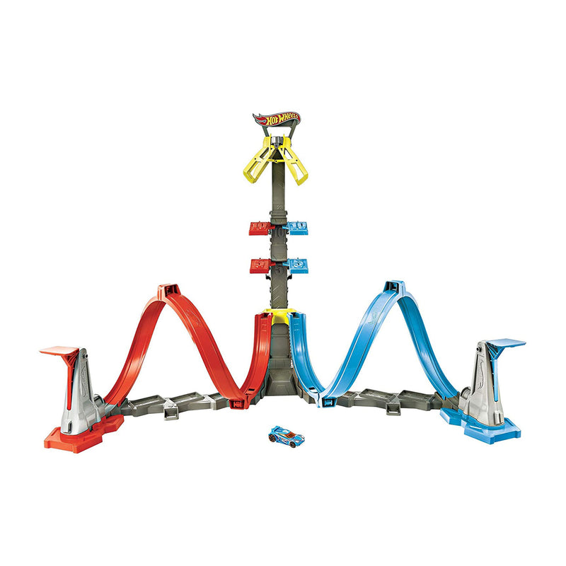 Hot Wheels Loop & Launch Toy Car Trick Play Set w/ 1 Car and 2 Ramps, Multicolor