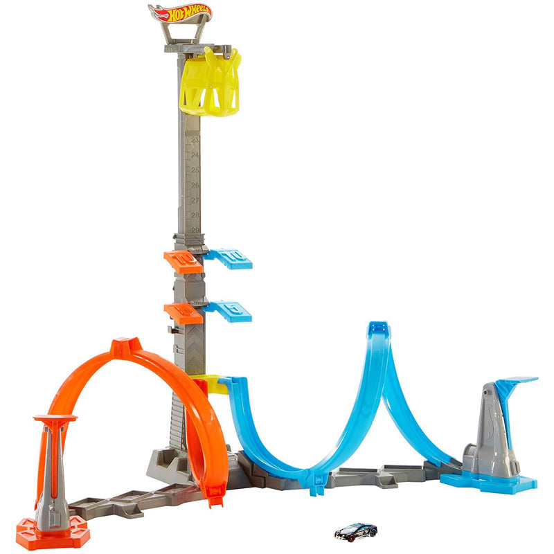Hot Wheels Loop & Launch Toy Car Trick Play Set w/ 1 Car and 2 Ramps, Multicolor
