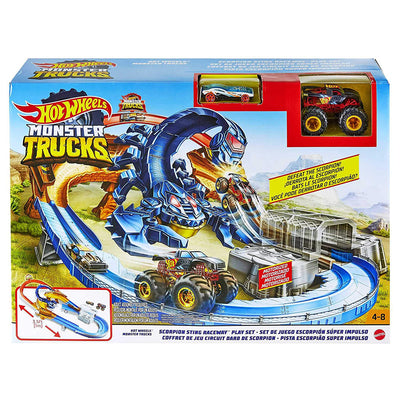 Hot Wheels Monster Truck Scorpion Sting Raceway Car Play Set with Toy Vehicles