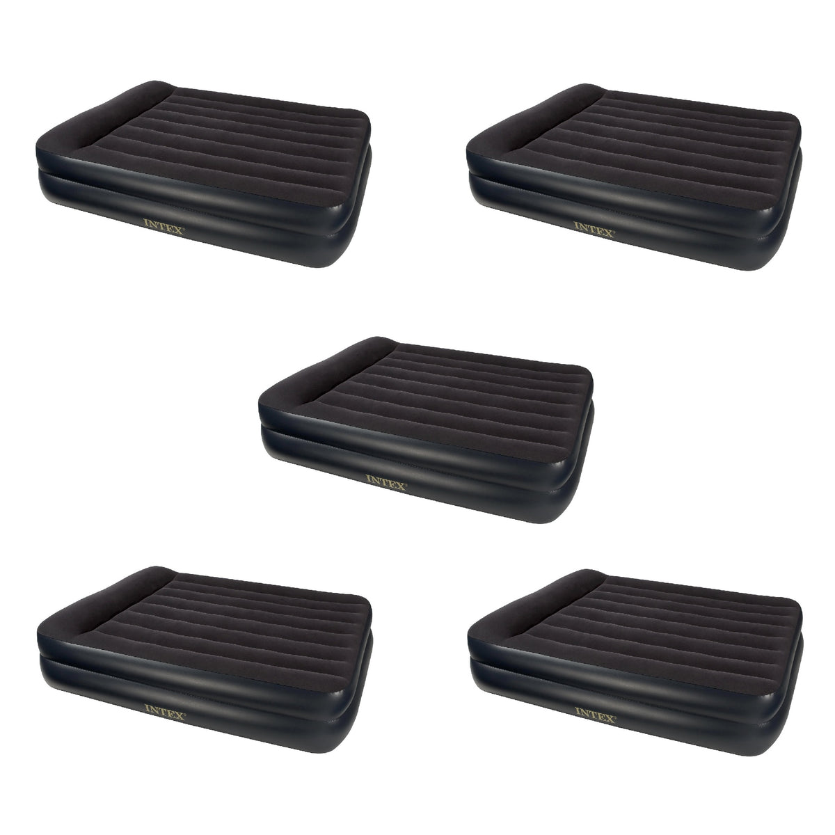 Intex Pillow Rest Air Bed Mattress w/Built In Air Pump & Pillow, Queen (5 Pack)