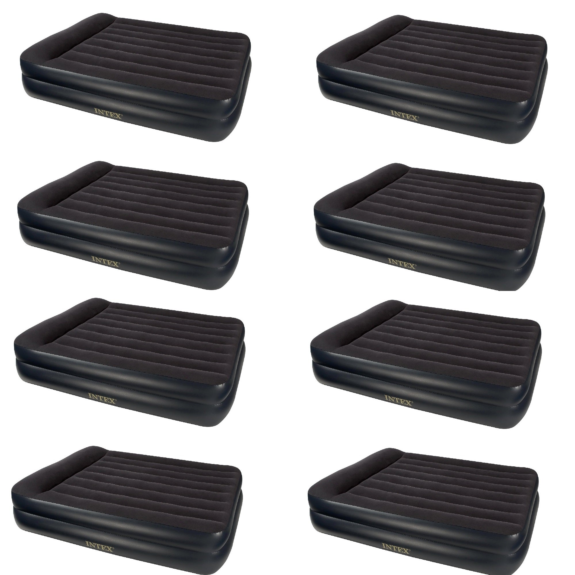 Intex Pillow Rest Air Bed Mattress w/Built In Air Pump & Pillow, Queen (8 Pack)