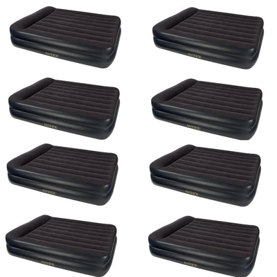 Intex Pillow Rest Air Bed Mattress w/Built In Air Pump & Pillow, Queen (8 Pack)