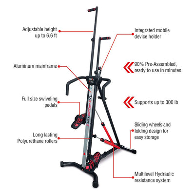 MaxiClimber XL Hydraulic Resistant Vertical Climber and Exercise Workout System