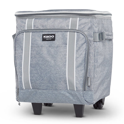 Igloo 40 Can Large Insulated Soft Cooler with Rolling Wheels, Gray (Open Box)