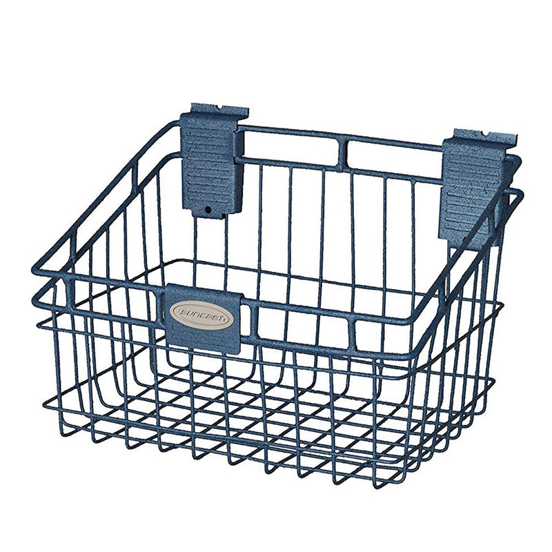 Suncast Storage Trends Slatwall Mounted Metal Wire Basket, Blue (2 Pack)