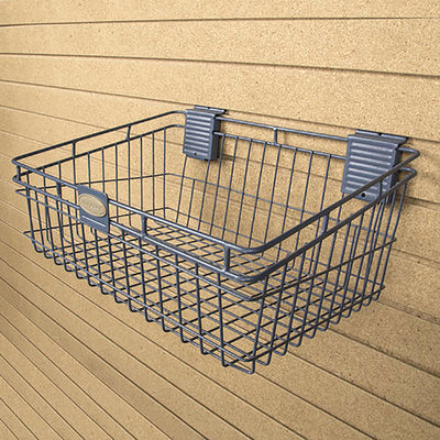 Suncast Storage Trends 12 Inch x 18 Inch Slatwall Mounted Wire Basket, Blue