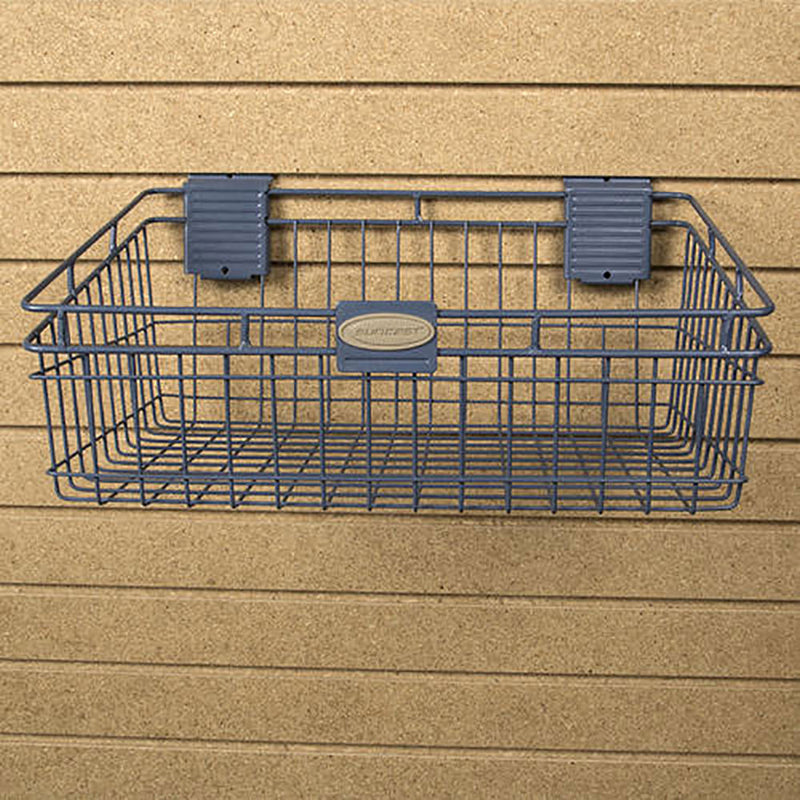 Suncast Storage Trends Slatwall Mounted Wire Basket, Blue (Used)