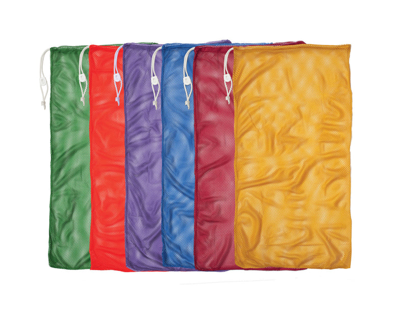 Champion Sports 48 x 24 Mesh Drawstring Sport Equipment Bags, Set of 6 Colors