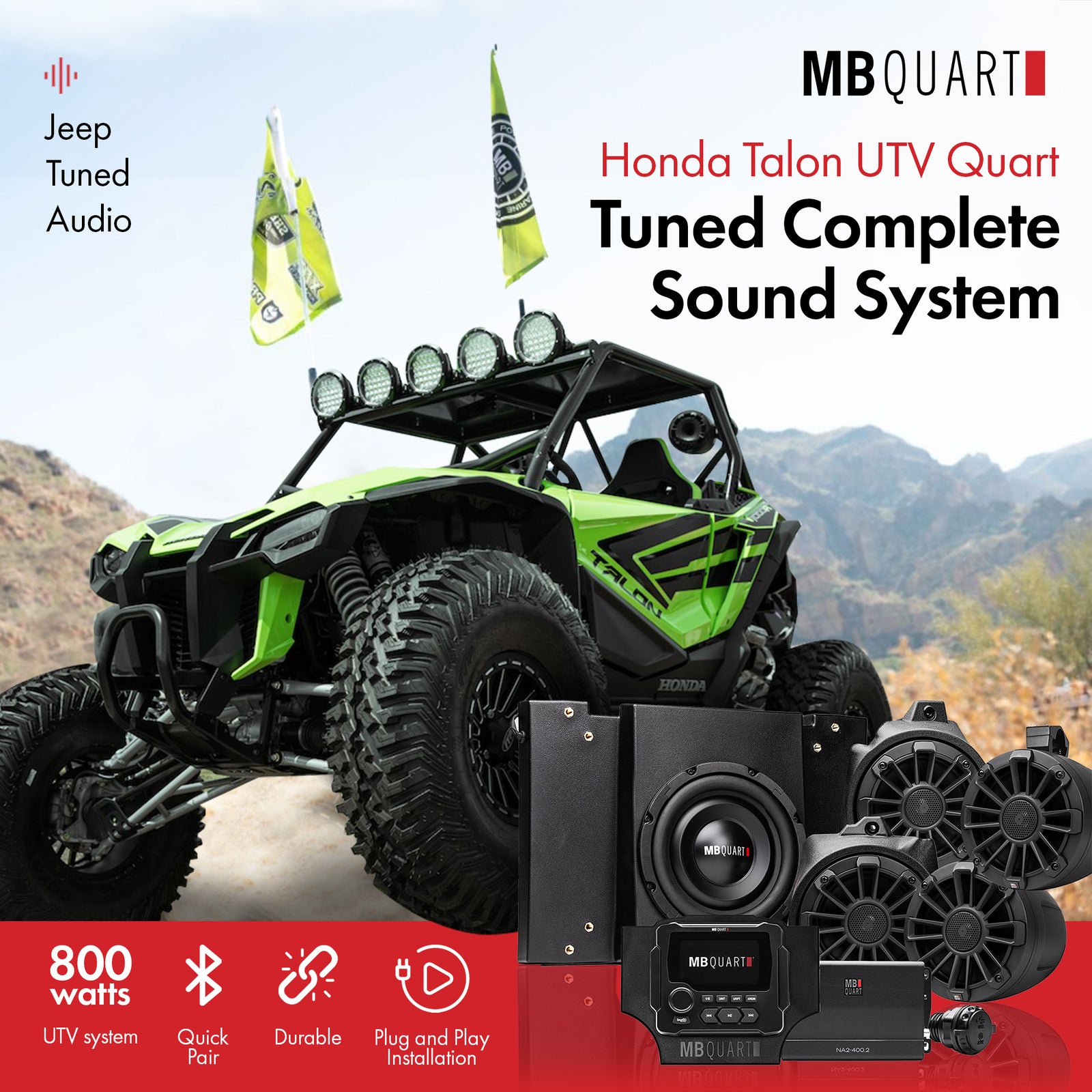 MB Quart MBQT-STG5-1 500 Watt STAGE 5 Tuned Audio System, Honda Talon Compatible - VMInnovations