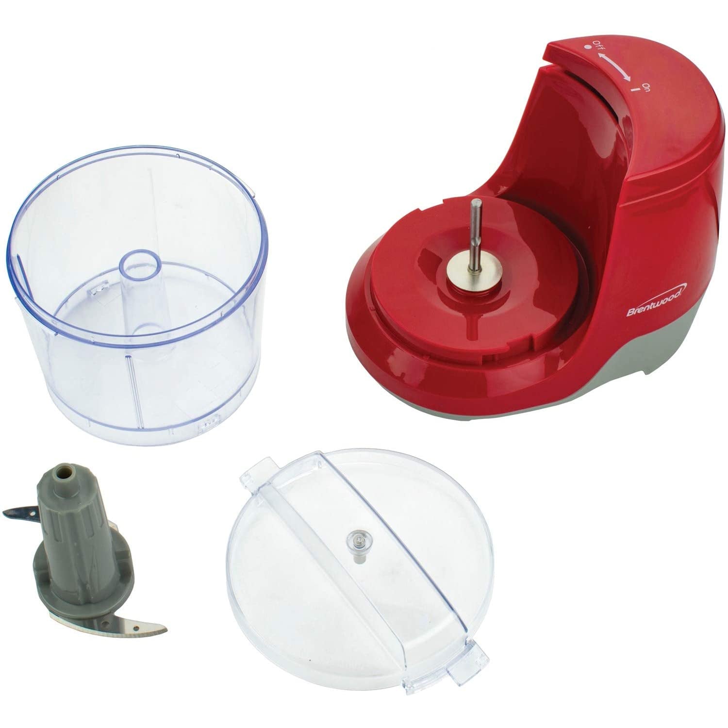 Brentwood MC-109R 1.5 Cup Kitchen Countertop Mini Food Chopper Processor, Red