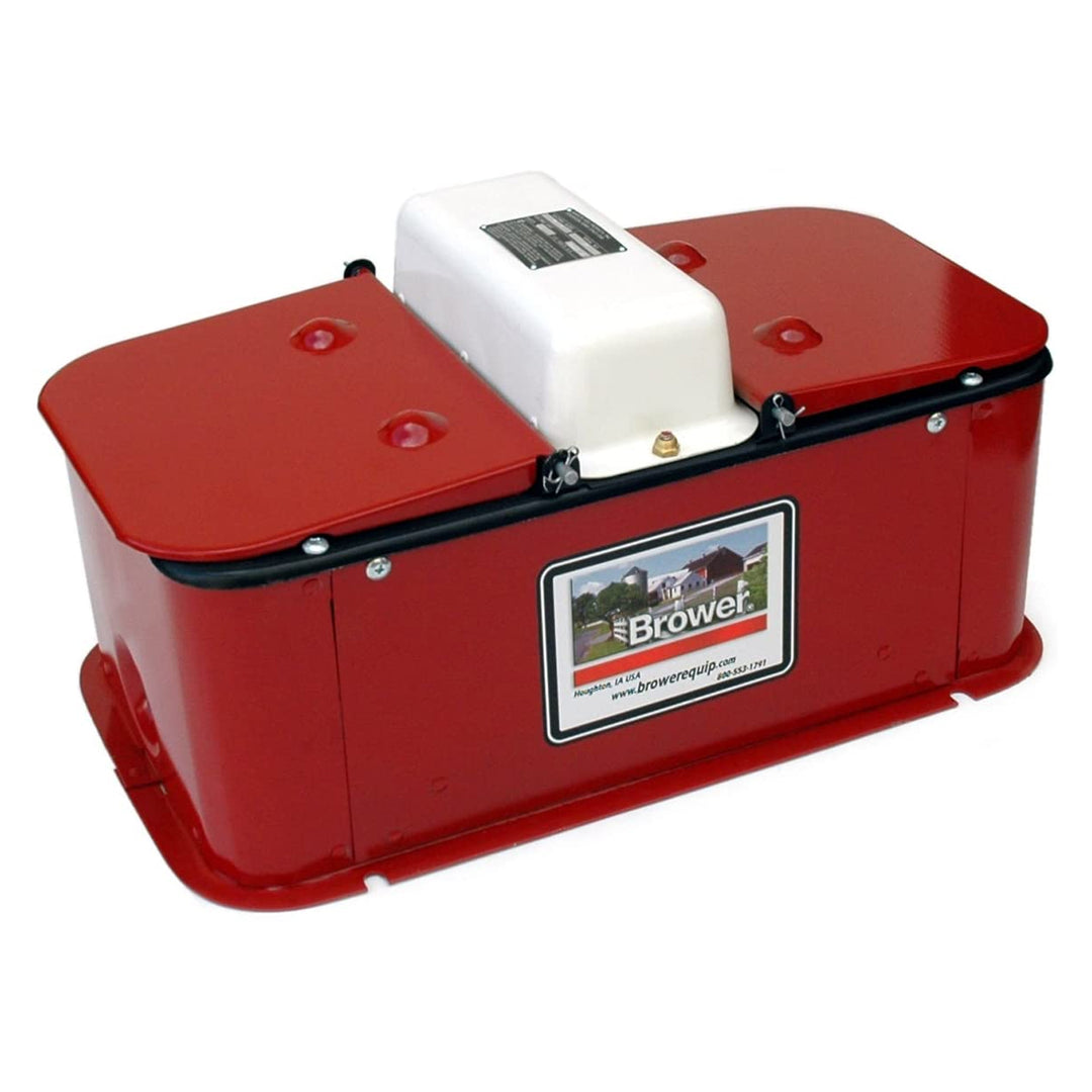 Brower MC32E Insulated Steel Heated Livestock Hog Drinker with Lid & Mud Grates