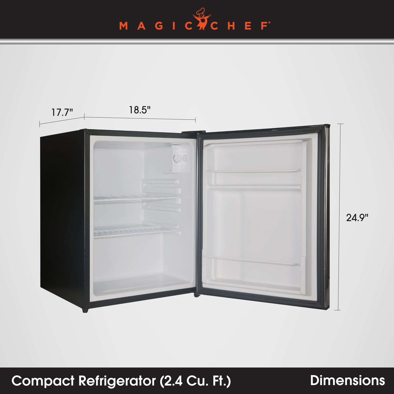 Magic Chef MCAR240SE2 2.4 Cubic Foot Mini Dorm Fridge Freezer, Stainless Steel - VMInnovations