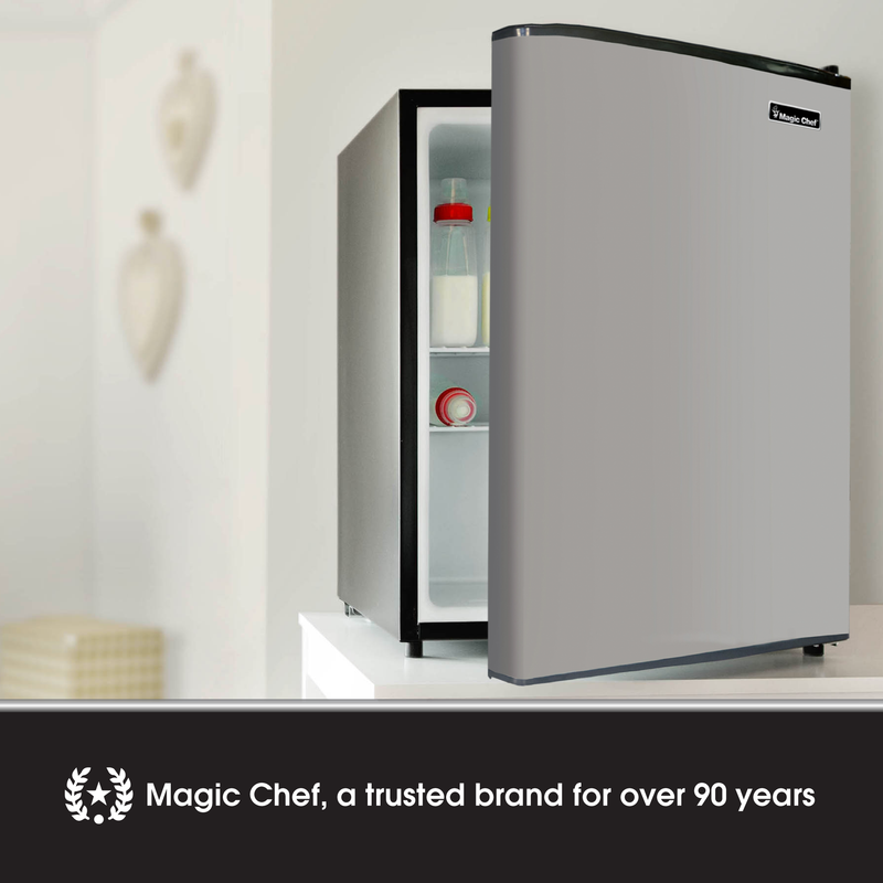 Magic Chef MCAR240SE2 2.4 Cubic Foot Mini Dorm Fridge Freezer, Stainless Steel