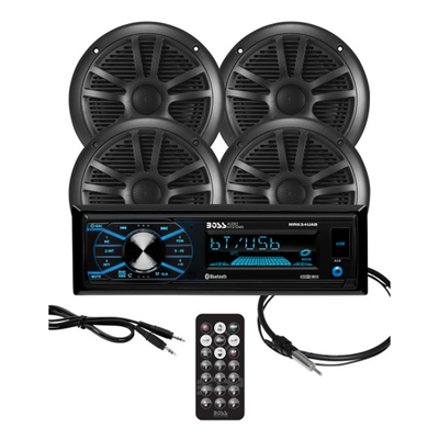 BOSS Audio 6.5 In Full Range Marine Bluetooth Speaker Set with Multimedia Player