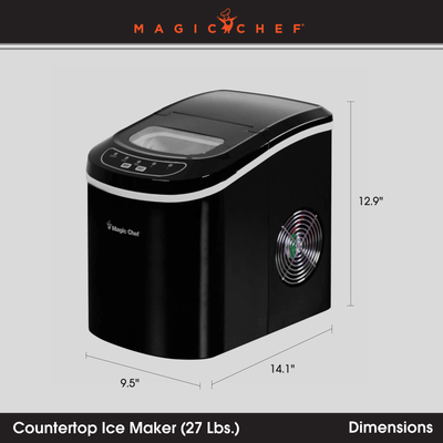 Magic Chef MCIM22B Portable Home Countertop Ice Maker, 27 Pounds Per Day, Black