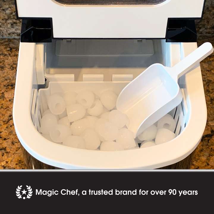 Magic Chef MCIM22SV Portable Countertop Ice Maker, 27 Pounds Per Day, Silver