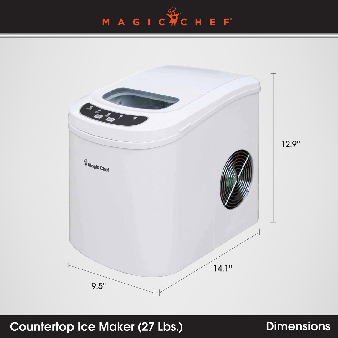 Portable Countertop 27 Pound Ice Cube Maker Machine, White (Open Box)